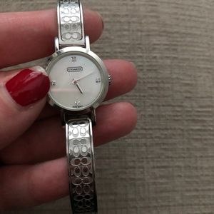 Coach Signature Etched CC Logo Bangle Watch